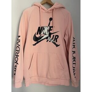 Nike Air Jordan Men L Hoodie Pink Peach‎ Jump Man Basketball Sweatshirt Classic